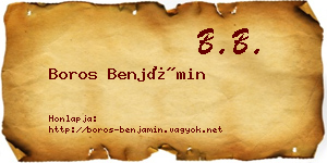 Boros Benjámin névjegykártya